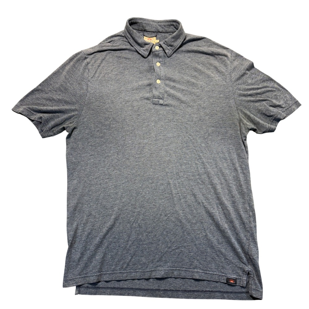 Faherty Mens Blue Heathered Pima Cotton Modal Short Sleeve Polo Shirt Medium